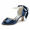 Something-Blue Accessories | Women’s Wedding Shoes Satin High Heel Peep Toe Wedding Sandals Bridal Shoes Pearl Elegant Wedding Party Evening Shoes Ivory – Womens