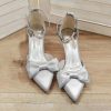 Something-Blue Accessories | Women’s Wedding Shoes Satin High Heel Point Toe Wedding Heels Bridal Shoes Bowknot Cute Elegant Wedding Shoes Ivory – Womens