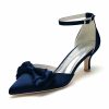 Something-Blue Accessories | Women’s Wedding Shoes Satin High Heel Point Toe Wedding Heels Bridal Shoes Bowknot Cute Elegant Wedding Shoes Ivory – Womens