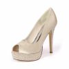 Something-Blue Accessories | Women’s Wedding Shoes Satin Stiletto Heel High Heel Platform Peep Toe Wedding Heels Bridal Shoes Rhinestone Elegant Sexy Wedding Party Evening Shoes White – Womens