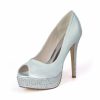 Something-Blue Accessories | Women’s Wedding Shoes Satin Stiletto Heel High Heel Platform Peep Toe Wedding Heels Bridal Shoes Rhinestone Elegant Sexy Wedding Party Evening Shoes White – Womens