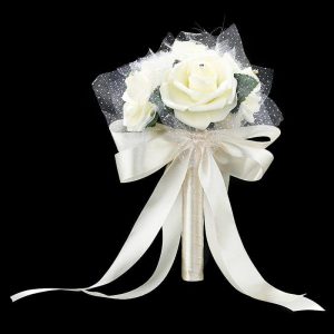 Wedding Flowers | 1 PC Artificial Wedding Flowers Round Foam Roses Bridesmaid Bouquets Beige – Womens