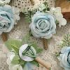 Wedding Flowers | 6 PCS Artificial Wedding Flowers Silk Roses Bridesmaid Wedding Flower Packages Blue – Womens