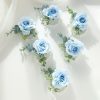 Wedding Flowers | 6 PCS Artificial Wedding Flowers Silk Roses Bridesmaid/Mother Wrist Corsage Light Blue – Womens