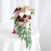 Wedding Flowers | Artificial Wedding Flowers Cascade Silk Anemone Bridal Bouquets Burgundy – Womens