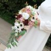 Wedding Flowers | Artificial Wedding Flowers Cascade Silk Anemone Bridal Bouquets Burgundy – Womens