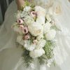 Wedding Flowers | Artificial Wedding Flowers Cascade Silk Peonies Bridal Bouquets Ivory – Womens