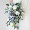 Wedding Flowers | Artificial Wedding Flowers Cascade Silk Roses Bridal Bouquets Blue – Womens