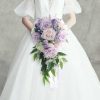 Wedding Flowers | Artificial Wedding Flowers Cascade Silk Roses Bridal Bouquets Purple – Womens