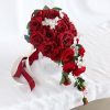 Wedding Flowers | Artificial Wedding Flowers Cascade Silk Roses Bridal Bouquets Red – Womens