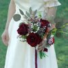 Wedding Flowers | Artificial Wedding Flowers Nosegay Silk Flower Roses Bridesmaid/Bridal Bouquets Burgundy – Womens