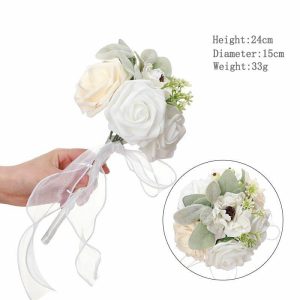 Wedding Flowers | Artificial Wedding Flowers Round Foam Roses Bridesmaid Bouquets Champagne – Womens