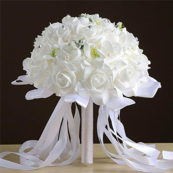 Wedding Flowers | Artificial Wedding Flowers Round PE Bridesmaid Bouquets White – Womens