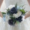 Wedding Flowers | Artificial Wedding Flowers Round Silk Dahlia Bridesmaid Bouquets Dark Navy – Womens