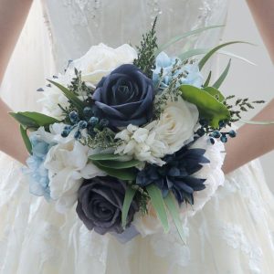 Wedding Flowers | Artificial Wedding Flowers Round Silk Dahlia Bridesmaid Bouquets Dark Navy – Womens