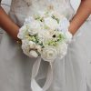 Wedding Flowers | Artificial Wedding Flowers Round Silk Roses Bridal Bouquets White – Womens