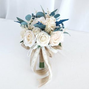 Wedding Flowers | Artificial Wedding Flowers Round Silk Roses Bridesmaid Bouquets Blue – Womens