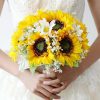 Wedding Flowers | Artificial Wedding Flowers Round Silk Sunflower Bridesmaid Bouquets Yellow – Womens