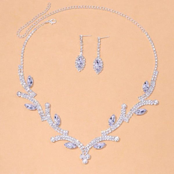 Wedding & Party Jewelry | Charming Crystal Drop Earrings Necklace Jewelry Sets Silver – Womens