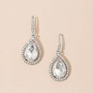 Wedding & Party Jewelry | Classic Cubic Zirconia Drop Earrings As The Picture – Womens