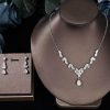 Wedding & Party Jewelry | Classic Pear Zircon Necklace Dangle Earrings Jewelry Sets Silver – Womens