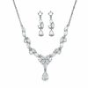 Wedding & Party Jewelry | Classic Pear Zircon Necklace Dangle Earrings Jewelry Sets Silver – Womens