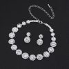 Wedding & Party Jewelry | Classic Rhinestone Drop Earrings Necklace Jewelry Sets Silver – Womens