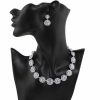 Wedding & Party Jewelry | Classic Rhinestone Drop Earrings Necklace Jewelry Sets Silver – Womens