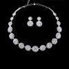 Wedding & Party Jewelry | Classic Rhinestone Drop Earrings Necklace Jewelry Sets Silver – Womens