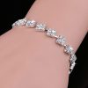 Wedding & Party Jewelry | Classic Rhinestone Earrings Layer Necklace Tennis Bracelet Jewelry Sets Silver – Womens