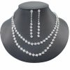 Wedding & Party Jewelry | Classic Rhinestone Earrings Layer Necklace Tennis Bracelet Jewelry Sets Silver – Womens