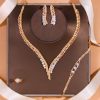 Wedding & Party Jewelry | Classic Rhinestone Necklace Earrings Bracelet Rings Jewelry Sets Silver – Womens