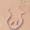 Wedding & Party Jewelry | Classic Rhinestone Tennis Necklace Dangle Earrings Jewelry Sets Silver – Womens