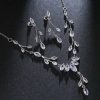 Wedding & Party Jewelry | Elegant Cubic Zirconia Drop Earrings Lariat Necklace Jewelry Sets Silver – Womens