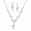 Wedding & Party Jewelry | Elegant Cubic Zirconia Drop Earrings Lariat Necklace Jewelry Sets Silver – Womens