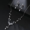 Wedding & Party Jewelry | Elegant Cubic Zirconia Drop Earrings Lariat Necklace Jewelry Sets Silver – Womens