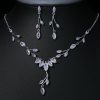 Wedding & Party Jewelry | Elegant Cubic Zirconia Drop Earrings Lariat Necklace Jewelry Sets Silver – Womens