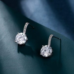 Wedding & Party Jewelry | Elegant Cubic Zirconia Drop Earrings Silver – Womens