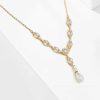 Wedding & Party Jewelry | Elegant Cubic Zirconia Pearl Drop Earrings Lariat Necklace Jewelry Sets Gold – Womens