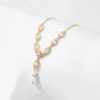 Wedding & Party Jewelry | Elegant Cubic Zirconia Pearl Drop Earrings Lariat Necklace Jewelry Sets Gold – Womens