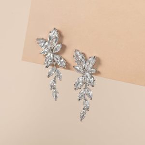 Wedding & Party Jewelry | Elegant Marquise Zircon Drop Earrings Silver – Womens