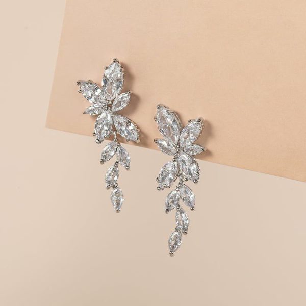 Wedding & Party Jewelry | Elegant Marquise Zircon Drop Earrings Silver – Womens