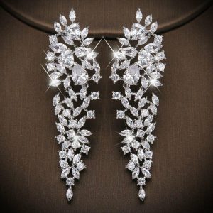 Wedding & Party Jewelry | Elegant Oval Cubic Zirconia Drop Earrings Silver – Womens