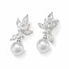 Wedding & Party Jewelry | Elegant Oval Cubic Zirconia/Pearl Drop Earrings Silver – Womens