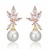 Wedding & Party Jewelry | Elegant Oval Cubic Zirconia/Pearl Drop Earrings Silver – Womens