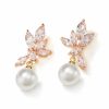 Wedding & Party Jewelry | Elegant Oval Cubic Zirconia/Pearl Drop Earrings Silver – Womens