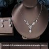 Wedding & Party Jewelry | Elegant Pear Zircon Drop Earrings Bracelet Necklace Jewelry Sets Silver – Womens