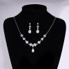 Wedding & Party Jewelry | Elegant Pear Zircon Drop Earrings Necklace Jewelry Sets Silver – Womens