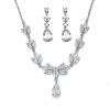 Wedding & Party Jewelry | Elegant Pear Zircon Drop Earrings Necklace Jewelry Sets Silver – Womens