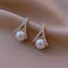 Wedding & Party Jewelry | Elegant Pearl Rhinestone Stud Earrings Gold – Womens